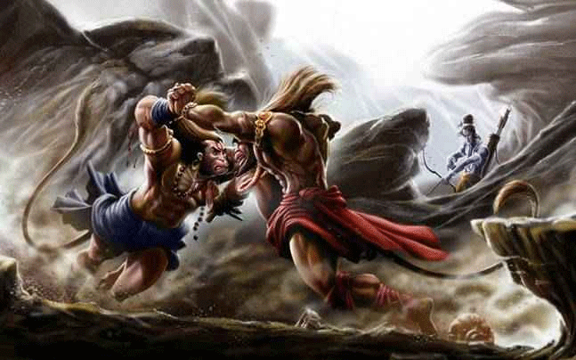 fight against bali and hanuman